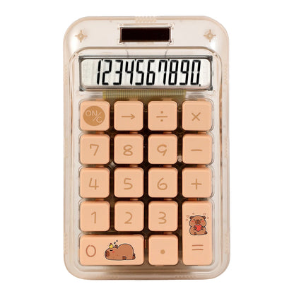 1pcs Transparent Color Solar Dual Power Calculator - Designed Cute And Compact, With Large Screen And Buttons, High-precision 10 Digit Number Capability, Suitable For Offices, Schools, And Homes