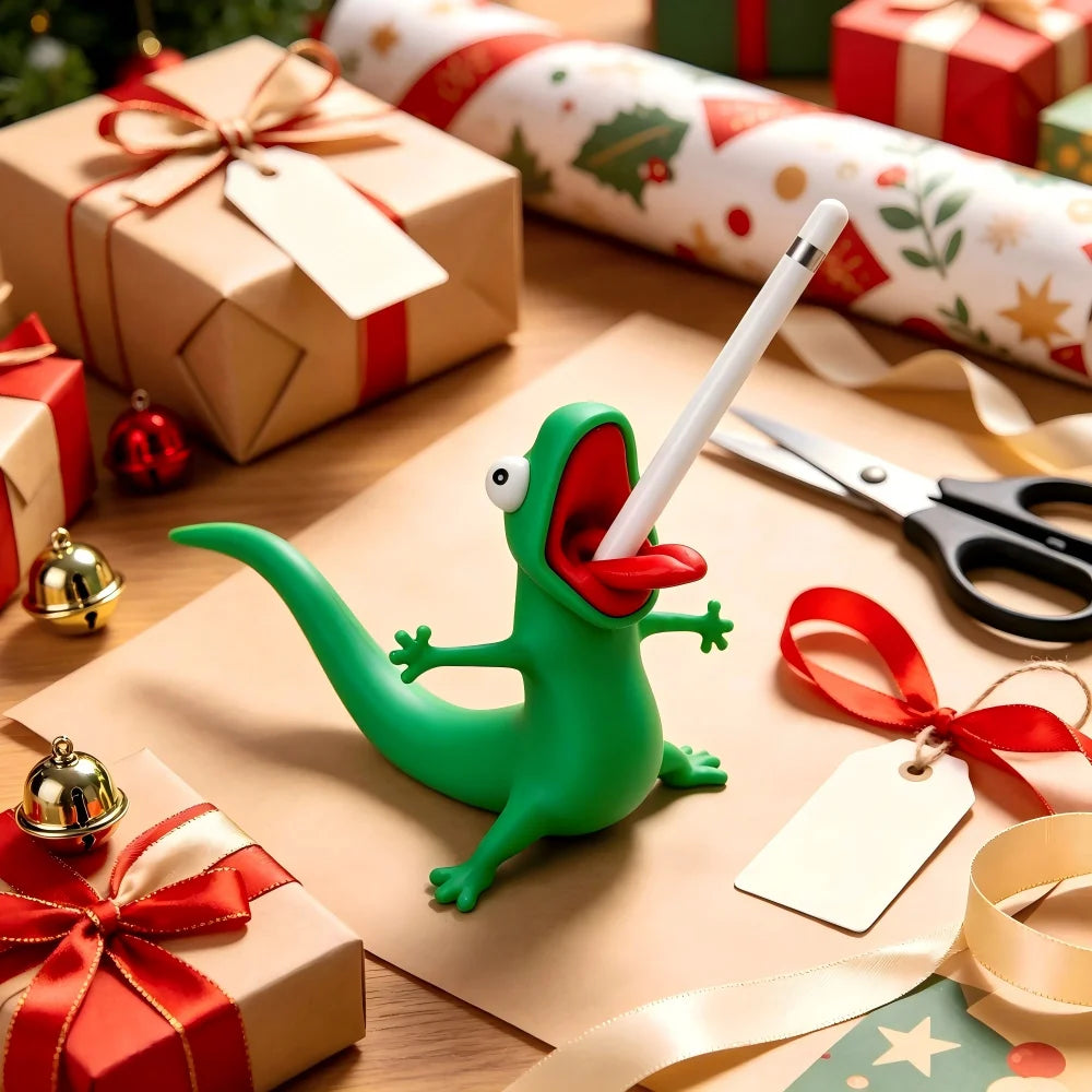Funny Lizard Pen Holder, Cute 3D Printed Desk Organizer, Novelty Pen Rest for Office & Home, Unique Gift for Coworkers