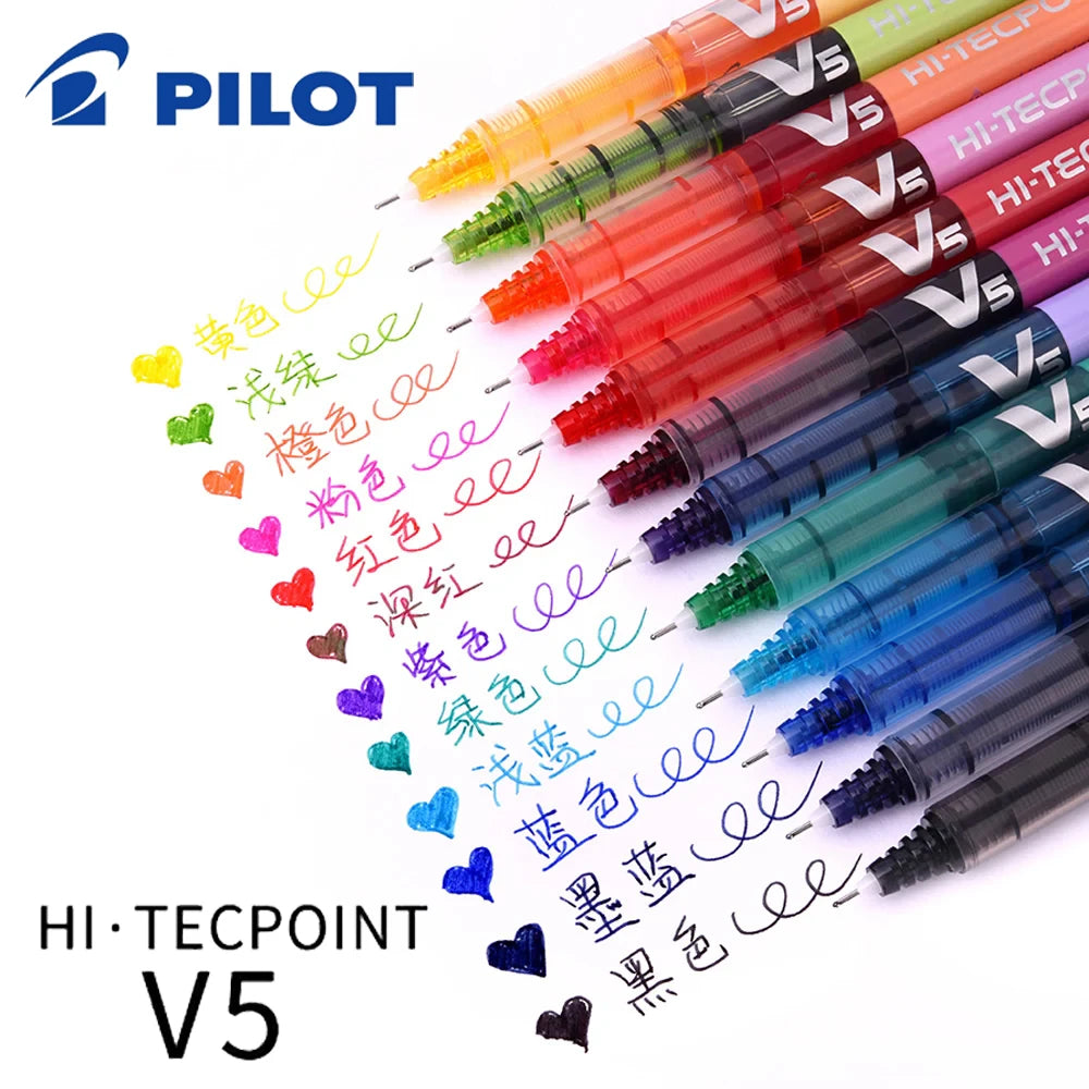 12pcs Pilot BX-V5 Gel Pens Hi Straight Liquid Pen Large Capacity Quick-drying Ink 0.5mm Needle Point Stationery