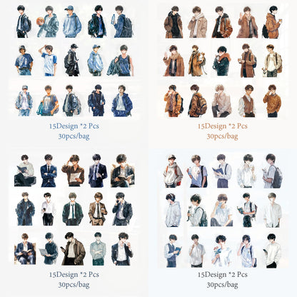 Mr Paper 120pcs/bag INS Handsome High School Boy Teenage Boy Theme Stickers Handbook DIY Phone Case Calendar Laotop Dairy Card