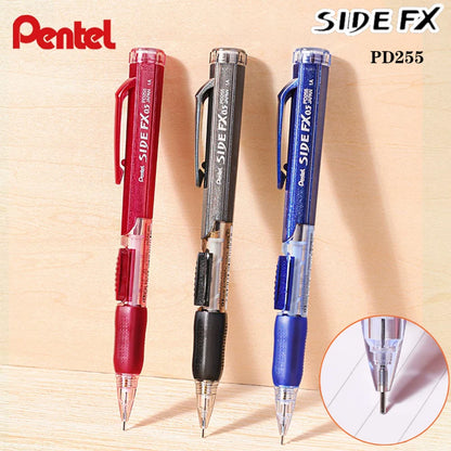 2Pcs Pentel PD255 Mechanical Pencils 0.5mm Side Extrusion Lead Eraser Head Retractable Classic Cute School Supplies Stationery Drawing Pencil Set