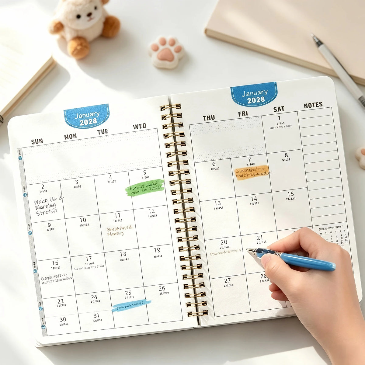 2027-2030 Monthly Planner Cute Dog Fox Animal Cover Wire Bound Notebook 4 Year Monthly Calendar Journal Agenda Book for Office School Supplies