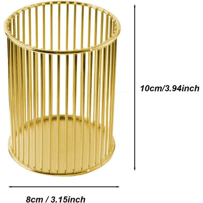 Gold Metal Pen Holder Cup for Desk Makeup Brushes Pencil Holders Home Office Organizer