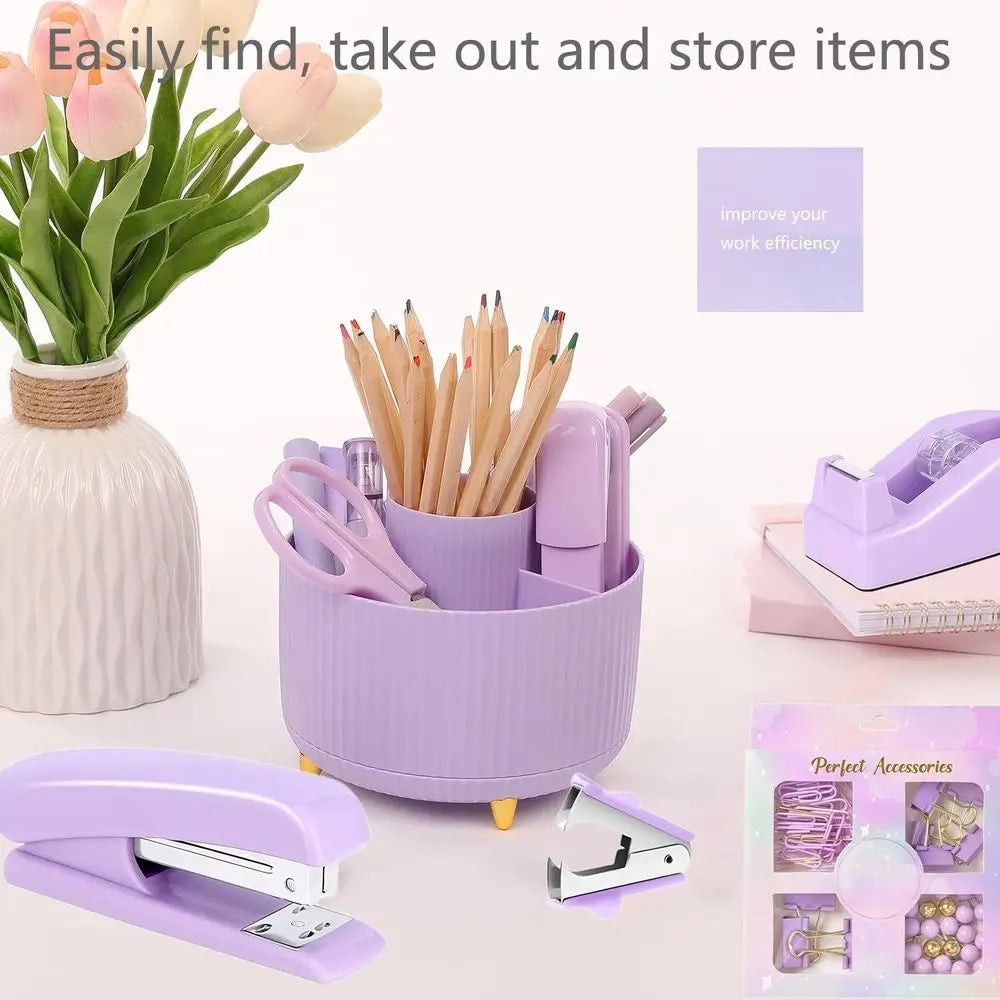 Office Supplies, School Supplies, Desk Accessories, Desk Organizer, Scissors, Stapler, Tape Dispenser, Binder Clips, Staples, St