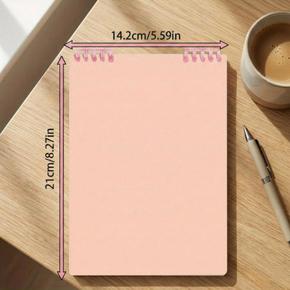 Aesthetic Pink Vertical Spiral Notebook Standing Desk Design Thick Lined Paper Twin-Wire Diary Journal