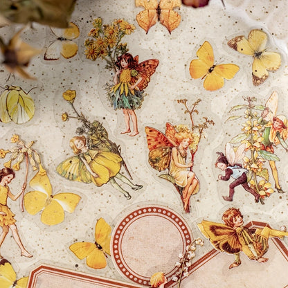 300Pcs Vintage Fairy Stickers for Journaling Scrapbooking DIY Crafts Transparent Flower Fairy Stickers for Journal Phone Cases Laptops Notebooks Albums Calendars