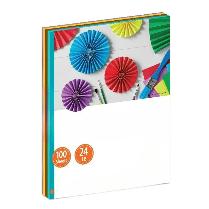 Assorted Primary Copy Paper, 8.5" x 11", 24 lb, 100 Sheets
