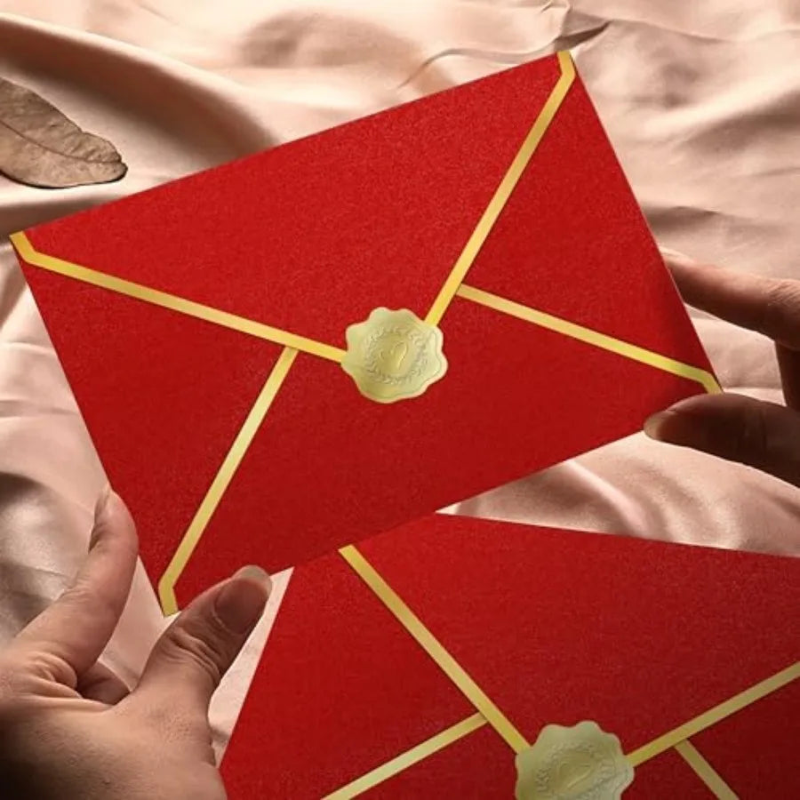 30 Pieces 5 x 7 Inch A7 Envelopes with V Flap Gold Foil Border, for Office, Business Envelopes Colo Envelopes for Gift Cards