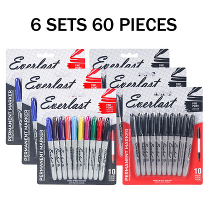 20/40/60-Pack Waterproof  Dual-Tip Permanent Markers, Quick-Drying, Waterproof & Smudge-Proof, for Office Marking, Note-Taking,