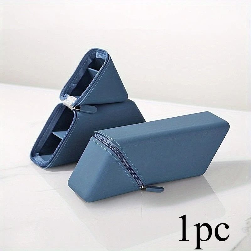 Large Capacity Soft Silicone Pencil Case Solid Fold Design Pencil Case Desktop Office School Pencil Case Foldable Pen Holder Compact Travel Case for Students Erasers Rulers Pens Notebooks