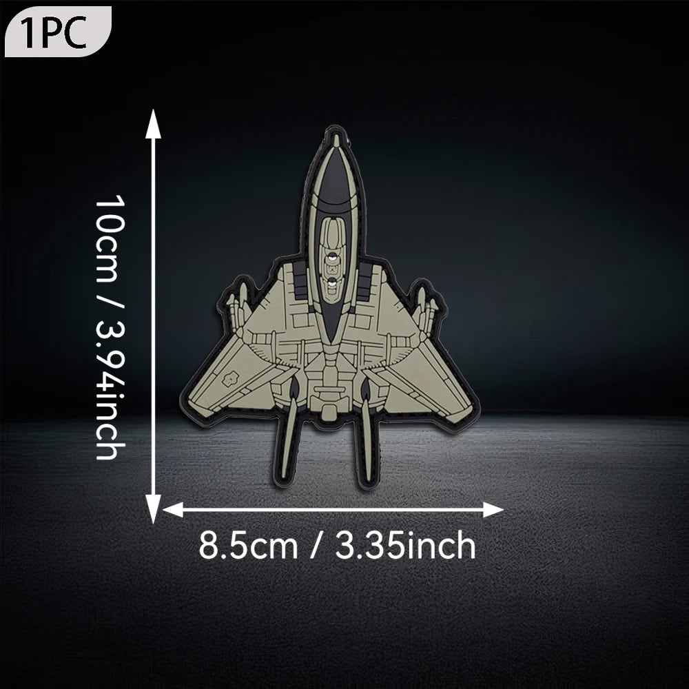 Fighter Jet Shaped PVC Morale Patch Hook & Loop Military Aircraft Patches For Backpack Clothing