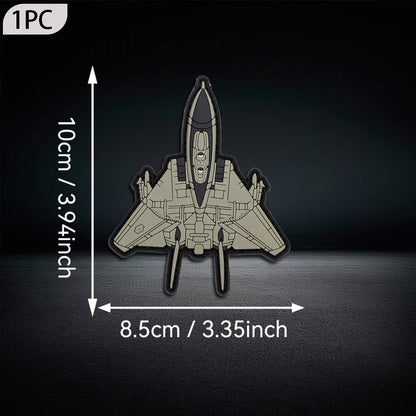 Fighter Jet Shaped PVC Morale Patch Hook & Loop Military Aircraft Patches For Backpack Clothing