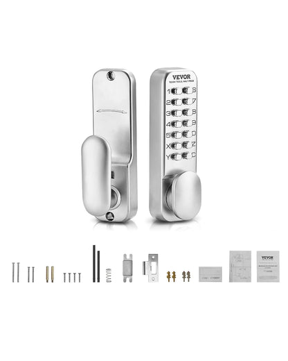 SucceBuy Mechanical Keyless Entry Door Lock 14 Key Mechanical Door Lock Mechanical Keypad Door Knob Single-Side Keyless Lock