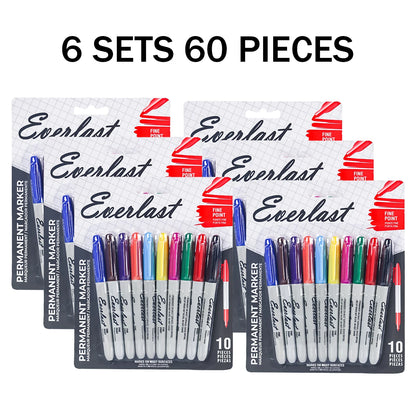 20/40/60-Pack Waterproof  Dual-Tip Permanent Markers, Quick-Drying, Waterproof & Smudge-Proof, for Office Marking, Note-Taking,