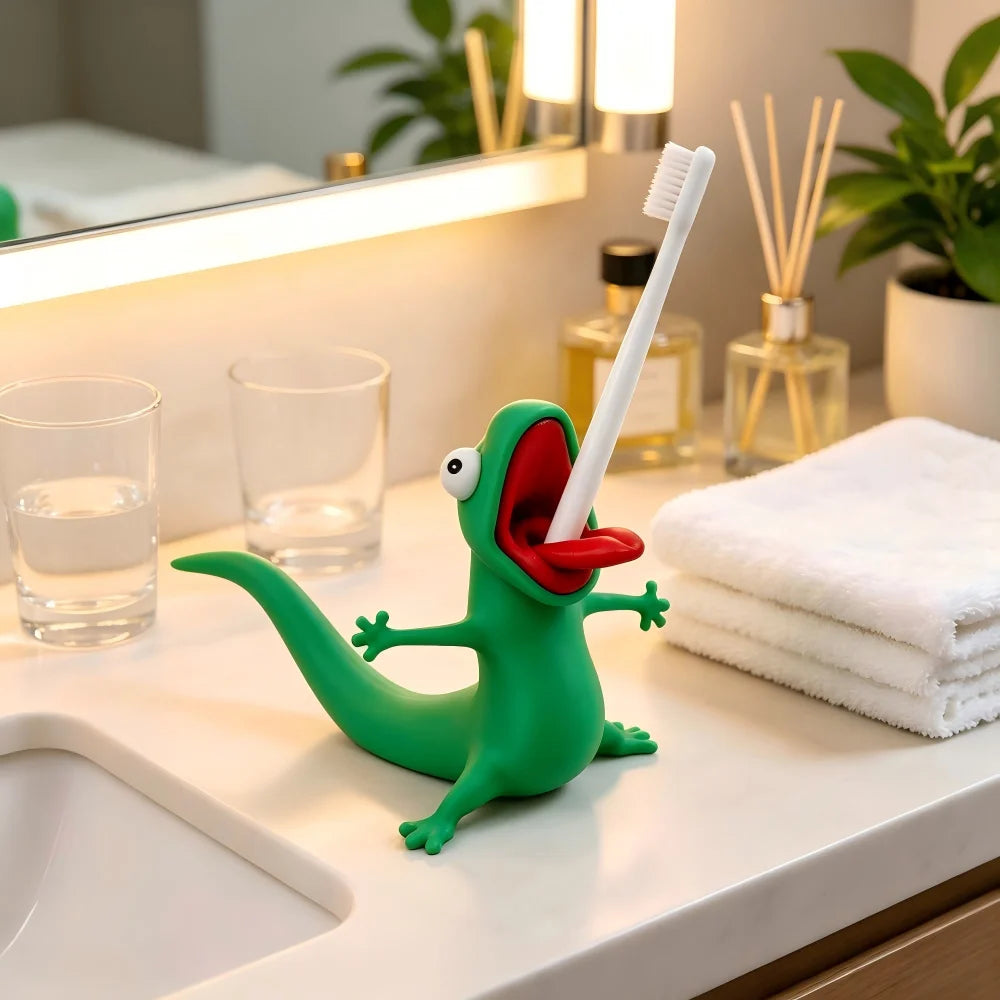 Funny Lizard Pen Holder, Cute 3D Printed Desk Organizer, Novelty Pen Rest for Office & Home, Unique Gift for Coworkers