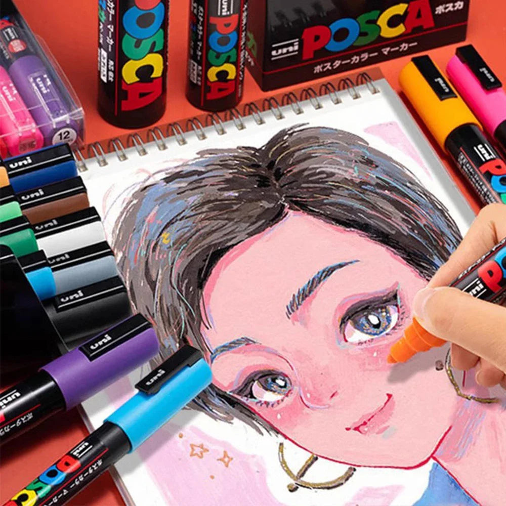 15Colors Uni Posca Marker Pen Set,Acrylic Marker Pens Pc-5M Pop Poster Pen/Graffiti Advertisement Art Stationery