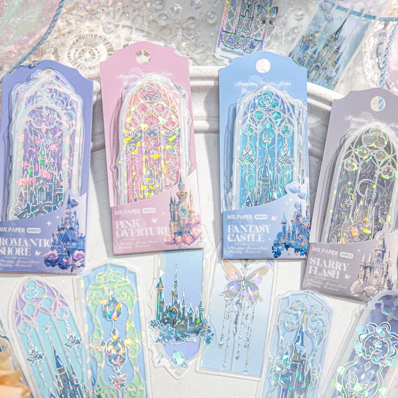 Mr Paper 40pcs/bag Shell Light PVC Bookmarks Streaming Dream Series High Value Ins Fresh Reading Marker Card Reading Bookmarks