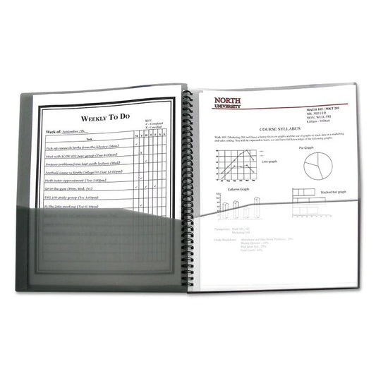CLI33081, 8-Pocket Spiral-bound Poly Portfolio, 1 Each, Smoke,Clear