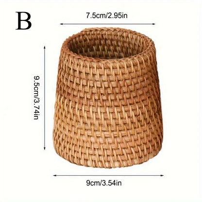 Chic Rattan Pen Holder - Durable, Lightweight Desk Organizer for Home, Office & School | Available in 3 Sizes