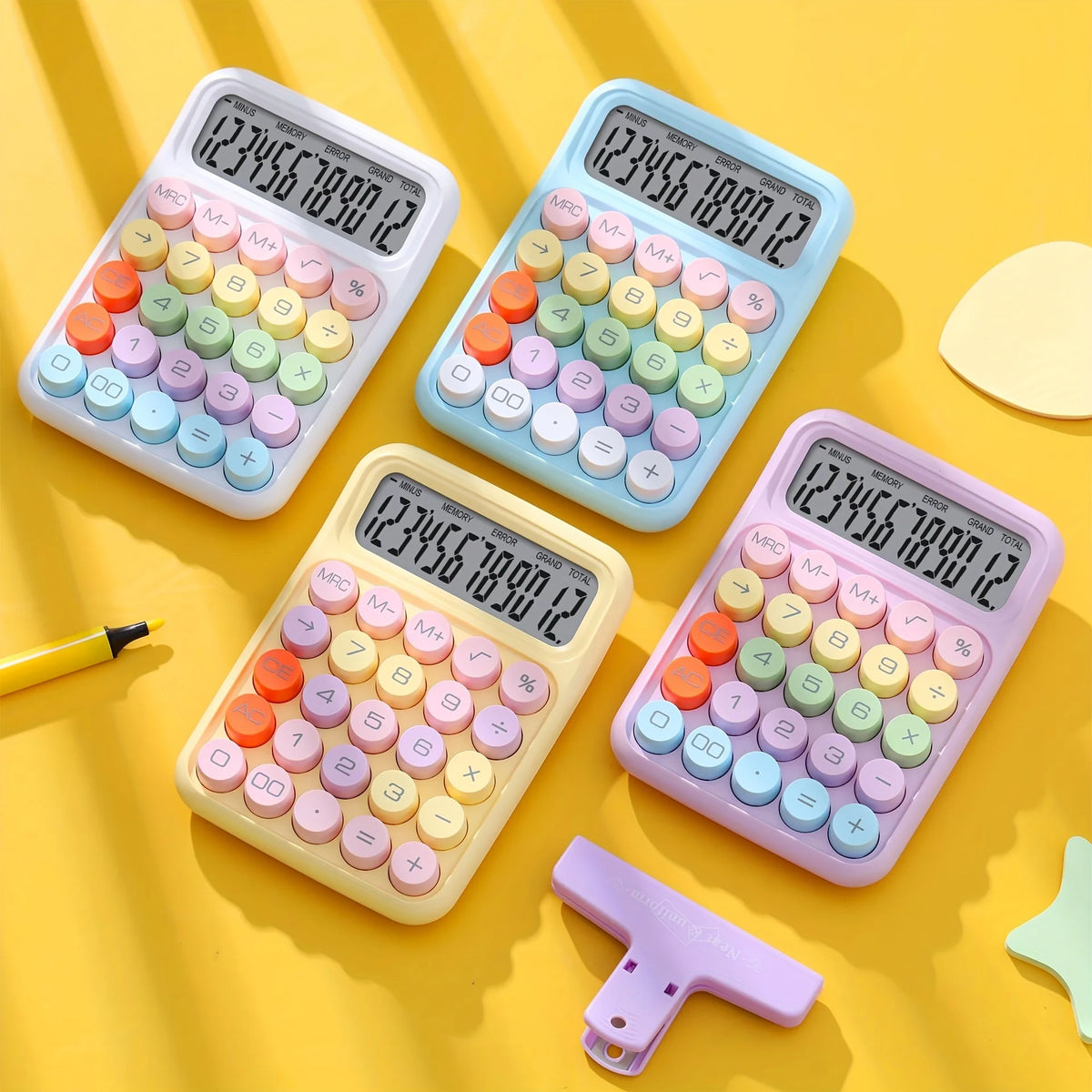 1pc 12-Digit Large Display Dopamine Calculator, Made Of High-Quality Material, Mechanical Keyboard, Suitable For School, Office, Retail