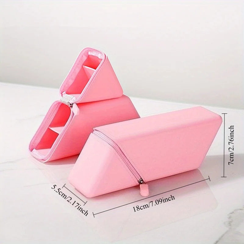 Large Capacity Soft Silicone Pencil Case Solid Fold Design Pencil Case Desktop Office School Pencil Case Foldable Pen Holder Compact Travel Case for Students Erasers Rulers Pens Notebooks