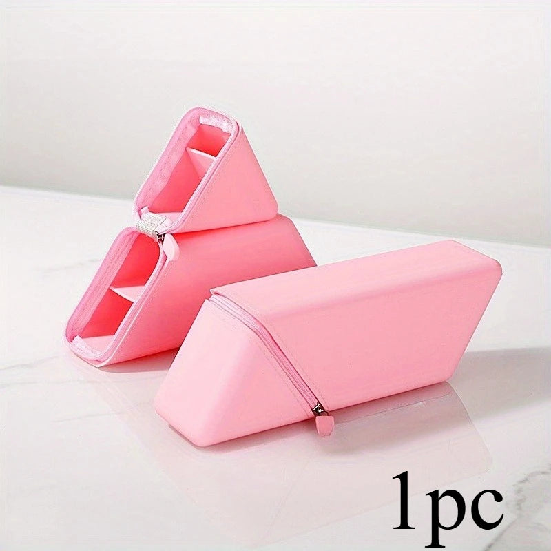 Large Capacity Soft Silicone Pencil Case Solid Fold Design Pencil Case Desktop Office School Pencil Case Foldable Pen Holder Compact Travel Case for Students Erasers Rulers Pens Notebooks