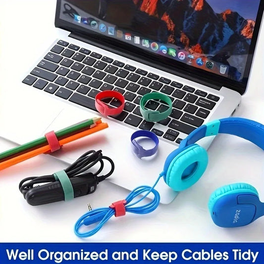 50 Pack Adjustable Cord Organizers, 1.2cm Wide Hook & Loop Ties, Tangle-Free Cable Management for Home, Office, Travel