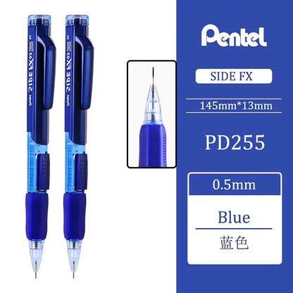 2Pcs Pentel PD255 Mechanical Pencils 0.5mm Side Extrusion Lead Eraser Head Retractable Classic Cute School Supplies Stationery Drawing Pencil Set