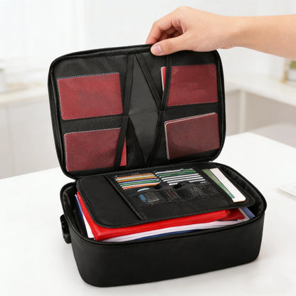 Document Bag with Water-Resistant Zipper Portable Travel Home Organizer Bag for Laptop Passport Certificates Cards