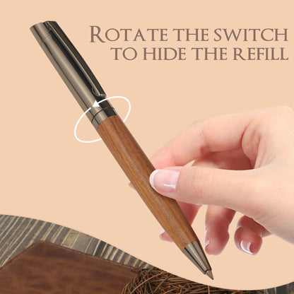 High-grade Ballpoint Pen with Metal & Wood Spliced Barrel, Smooth Writing, Minimalist Elegant Design, Black Ink, Ideal for Business Office Use