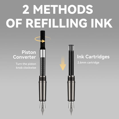 Hero E505A Fountain Pen Gift Set, Unique Twisted Spiral Streamline Barrel High Recognition, 0.5mm Gold Plated Iridium Nib Smooth Writing, Ergonomic Comfort Grip Anti-slip Texture