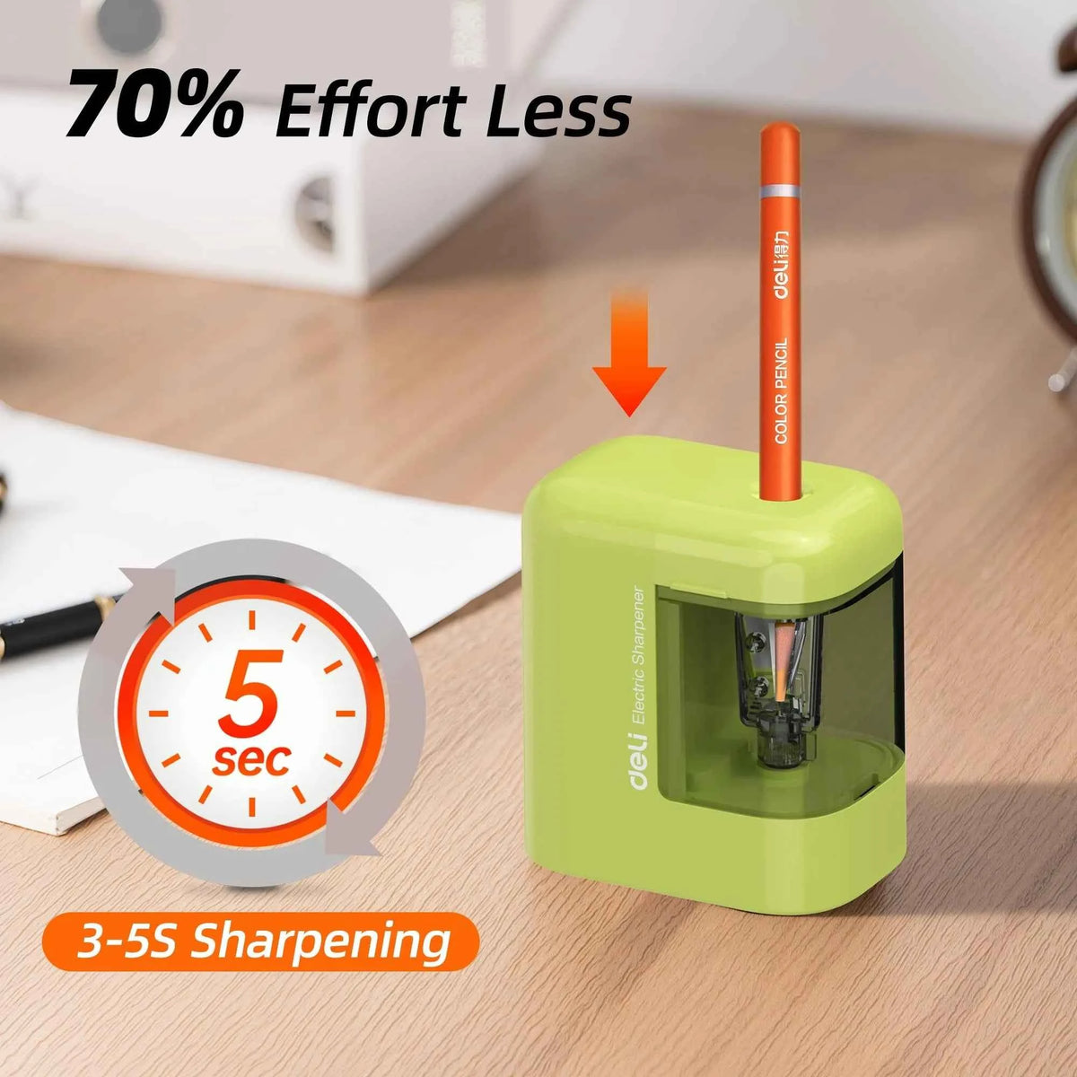 Deli Electric Pencil Sharpener Battery USB Operated Portable Sharpener for Home Office School