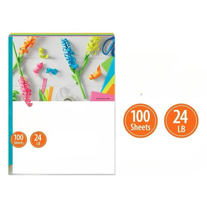 Assorted Neon Copy Paper, 8.5" x 11", 24 lb, 100 Sheets