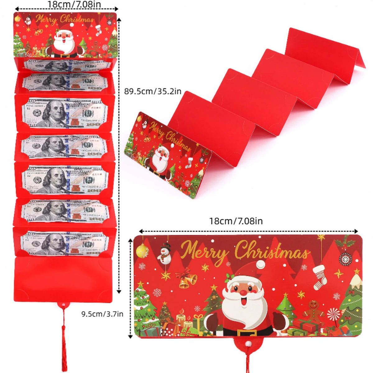 Christmas Cash Gift Envelope with Money Clip Christmas Surprise Card Holder Christmas Money Holder for Women Men Girls
