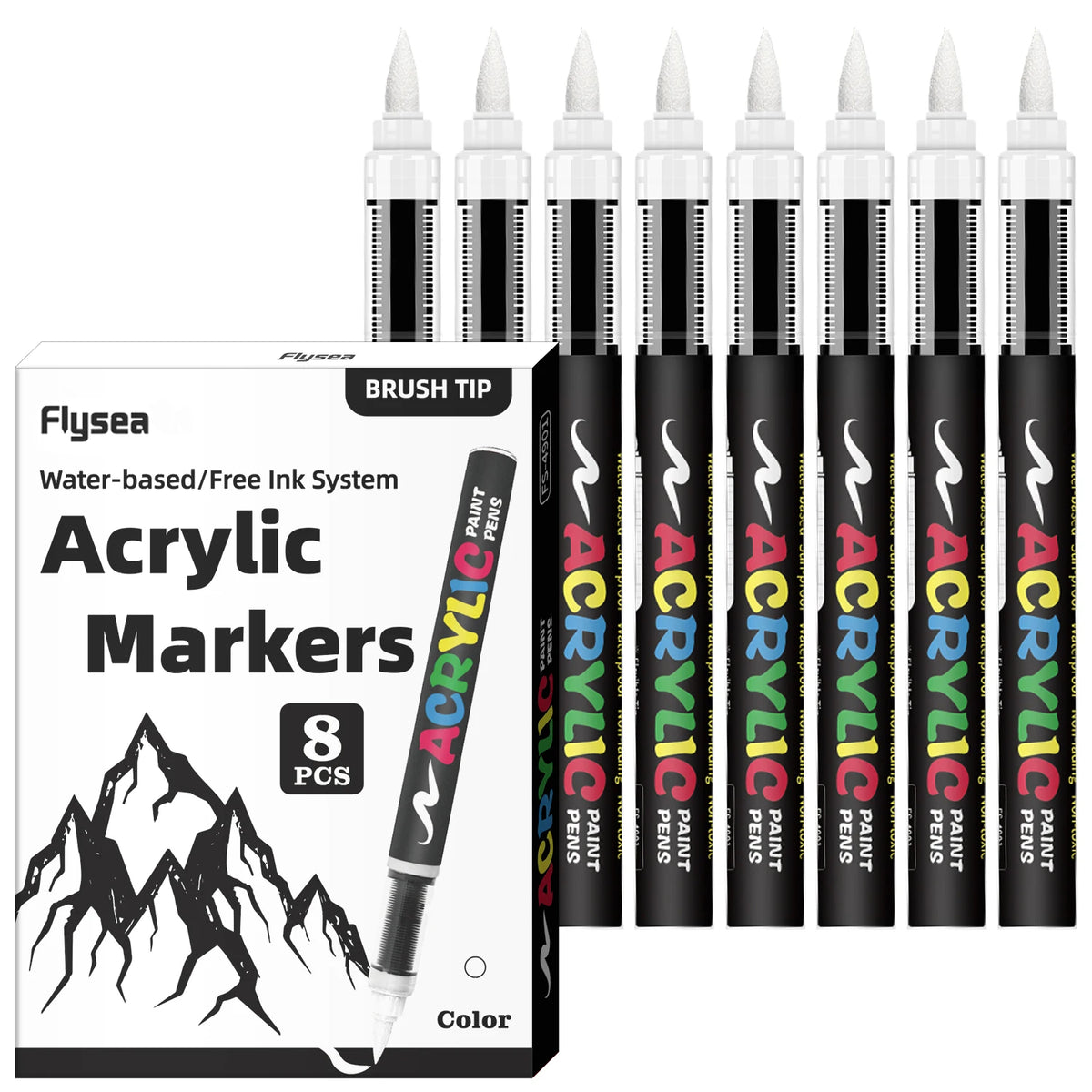 8pcs Black and White Acrylic Paint Markers Set, Large Ink Capacity, Acrylic Markers for Illustration Sketching, Wood, Glass, Fab