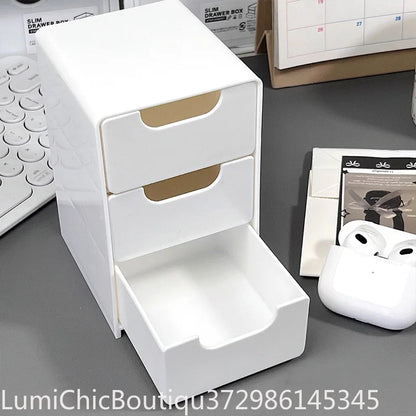 3‑Tier Multifunctional Desk Organizer With Drawers Large Capacity Desktop Storage Box For Makeup Jewelry Cosmetic Vanity Counter Organizer