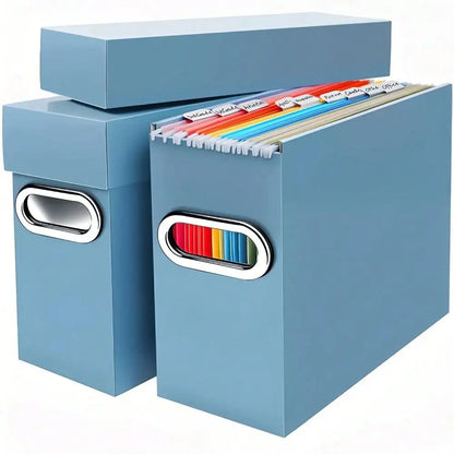 File Organizer Box With Lid & Handle, Heavy Duty Hanging File Folder Storage Boxes For Letter Size, Portable Filing Organizer For Office