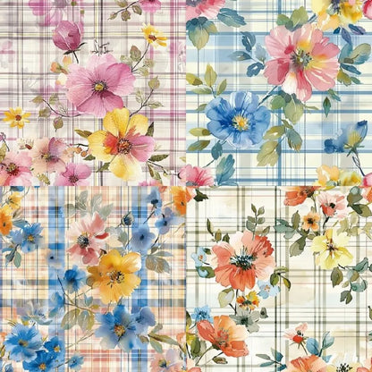 Vintage Floral Scrapbook Paper Pad Flower Patterned Cardstock Paper 6x6, 24 Sheets Single-Sided Junk Journal Scrapbooking Paper