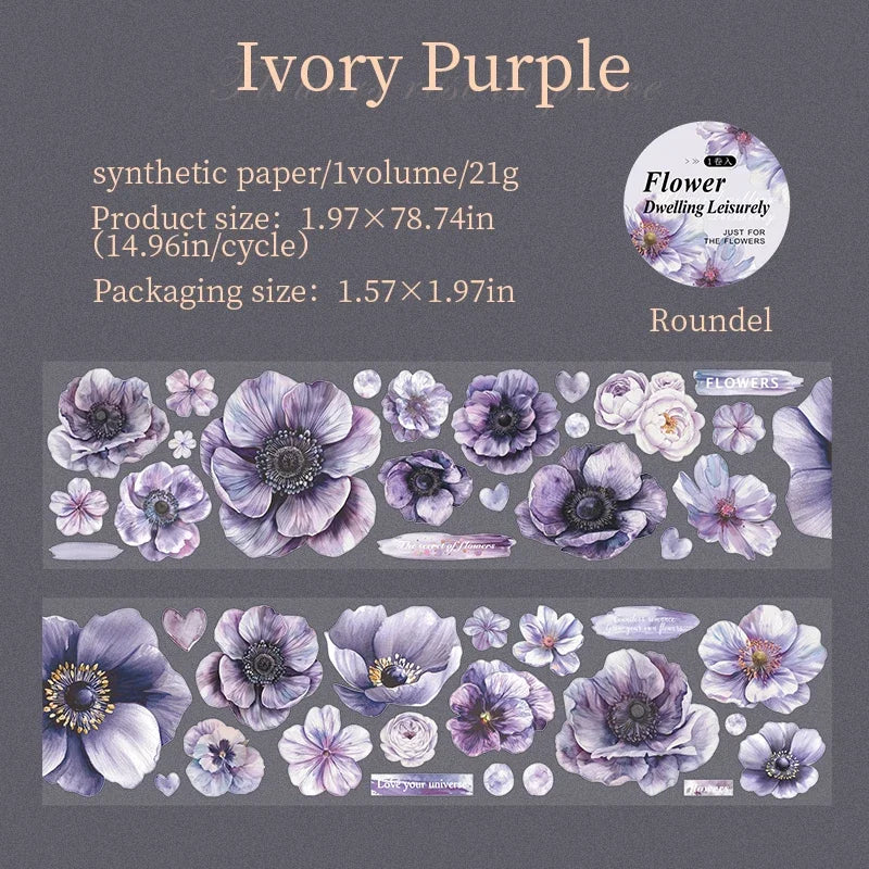 50mm*2m PET Plant Large petals tape Sticker Decorative collage Adhesive Diy Scrapbooking hand made Masking tape