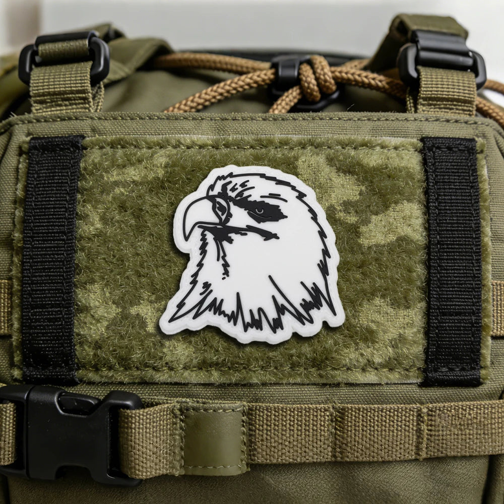 Luminous Eagle Head PVC Tactical Morale Patch Hook Backed For Jackets Vests Backpacks