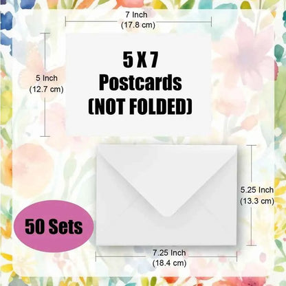 5x7 Heavyweight White Cardstock for Invitations, Blank Note Cards, and Office Stationery with Envelopes
