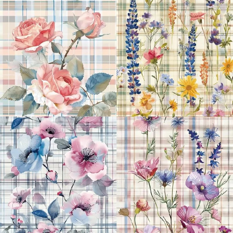 Vintage Floral Scrapbook Paper Pad Flower Patterned Cardstock Paper 6x6, 24 Sheets Single-Sided Junk Journal Scrapbooking Paper