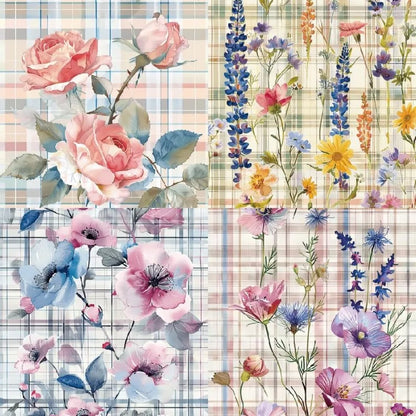 Vintage Floral Scrapbook Paper Pad Flower Patterned Cardstock Paper 6x6, 24 Sheets Single-Sided Junk Journal Scrapbooking Paper