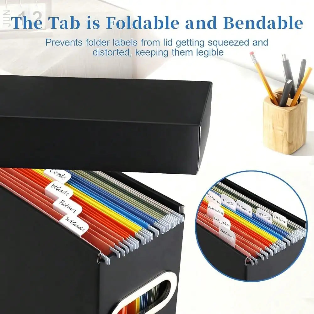 File Organizer Box With Lid & Handle, Heavy Duty Hanging File Folder Storage Boxes For Letter Size, Portable Filing Organizer For Office