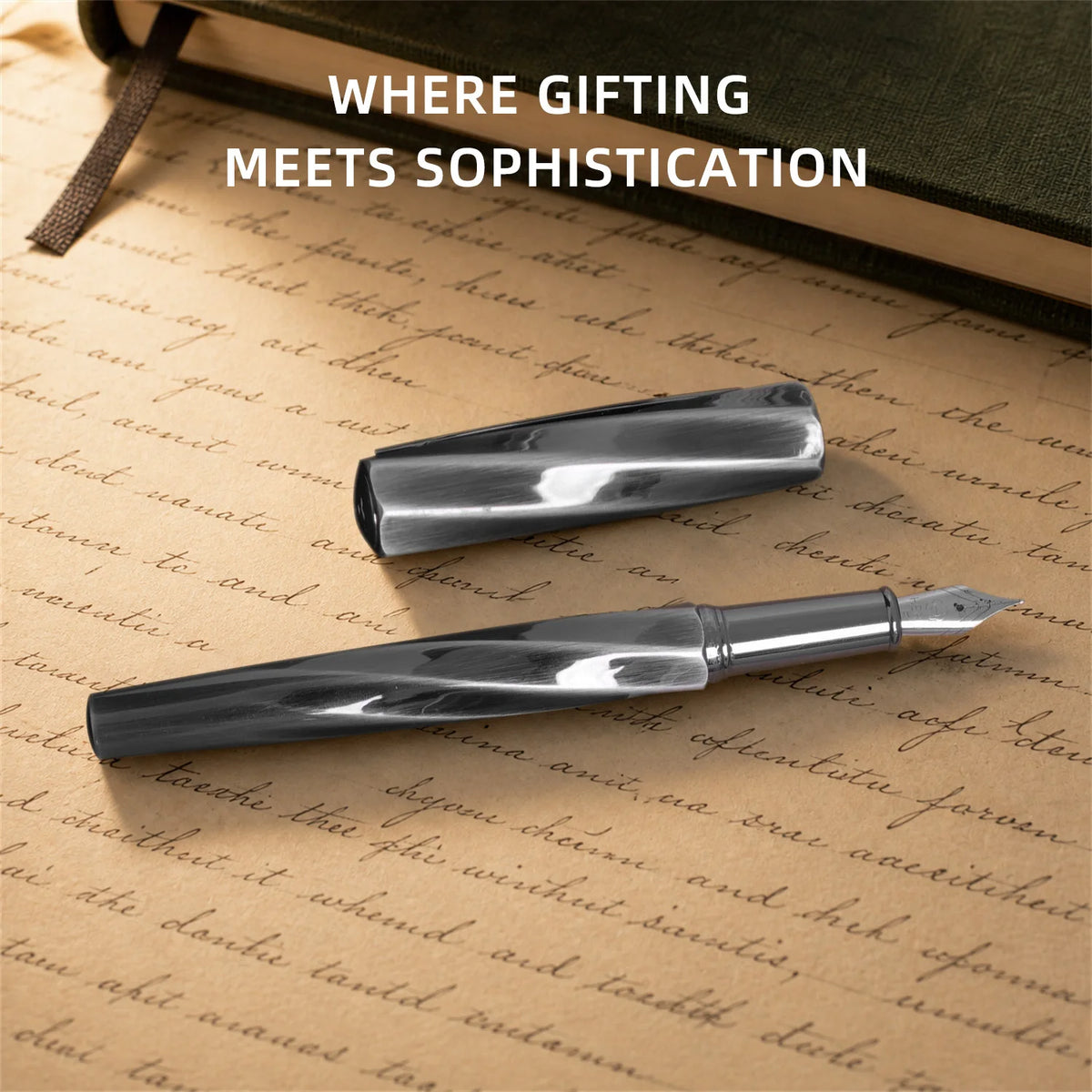 Hero E505A Fountain Pen Gift Set, Unique Twisted Spiral Streamline Barrel High Recognition, 0.5mm Gold Plated Iridium Nib Smooth Writing, Ergonomic Comfort Grip Anti-slip Texture