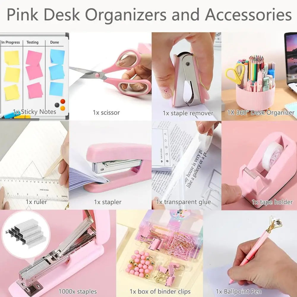 Office Supplies, School Supplies, Desk Accessories, Desk Organizer, Scissors, Stapler, Tape Dispenser, Binder Clips, Staples, St