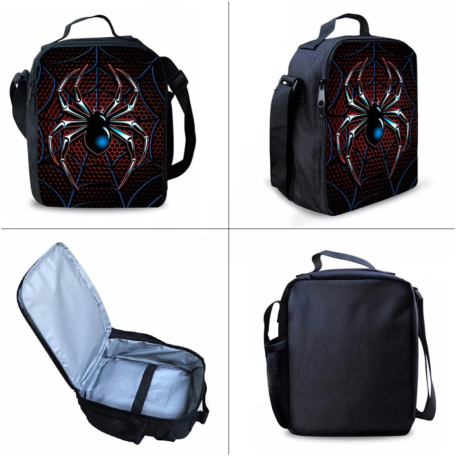 Spider Pattern Three Piece Set Backpacks For Boy And Girls 3D Cartoon School Backpack