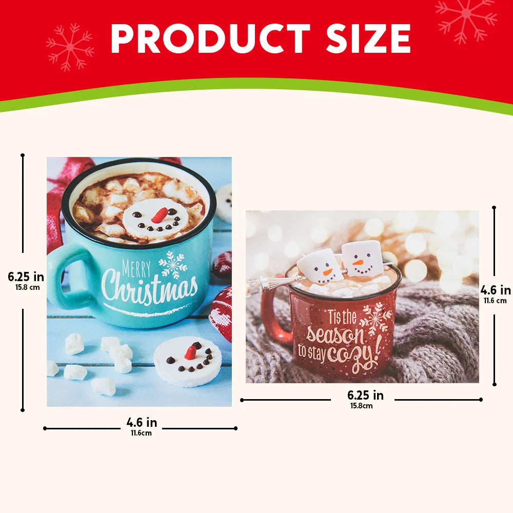 12 PCS Christmas Greeting Cards with Envelopes for Winter Holiday Xmas Season Merry Christmas Cards Hot Cocoa Collection, Wintertime Gifts, Invitations