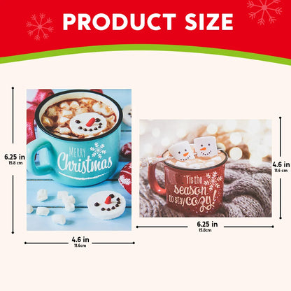 12 PCS Christmas Greeting Cards with Envelopes for Winter Holiday Xmas Season Merry Christmas Cards Hot Cocoa Collection, Wintertime Gifts, Invitations