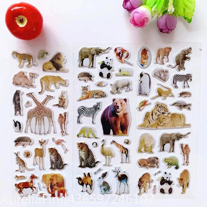 10 Sheets 3D Puffy Animal Stickers Bulk Scrapbook Decor Stickers Birthday New Year Christmas Gift for Kids